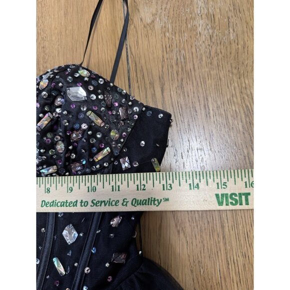 Blondie Nites By Stacy Sklar‎ Mini Dress Formal Gems Prom Homecoming Polyester - Picture 5 of 11